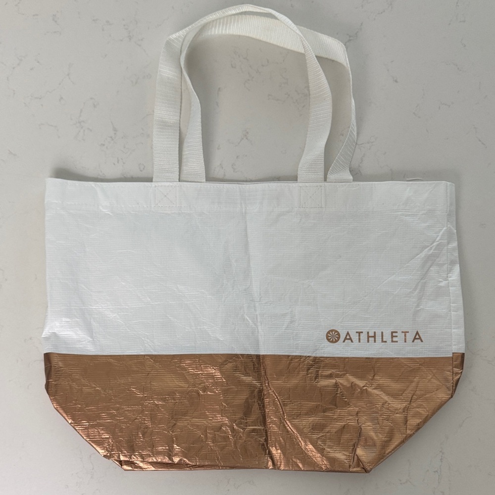 Athleta White and Gold Tote